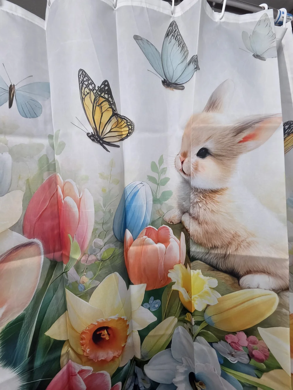 Nwot, Bunny Floral Shower Curtain - Colorful